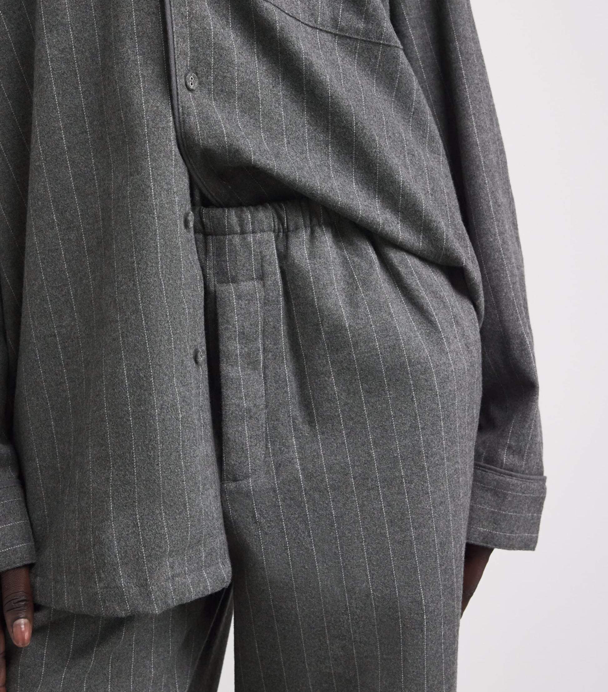 Skims Grey Flannel Pinstripe Long-Sleeve Pyjama Set