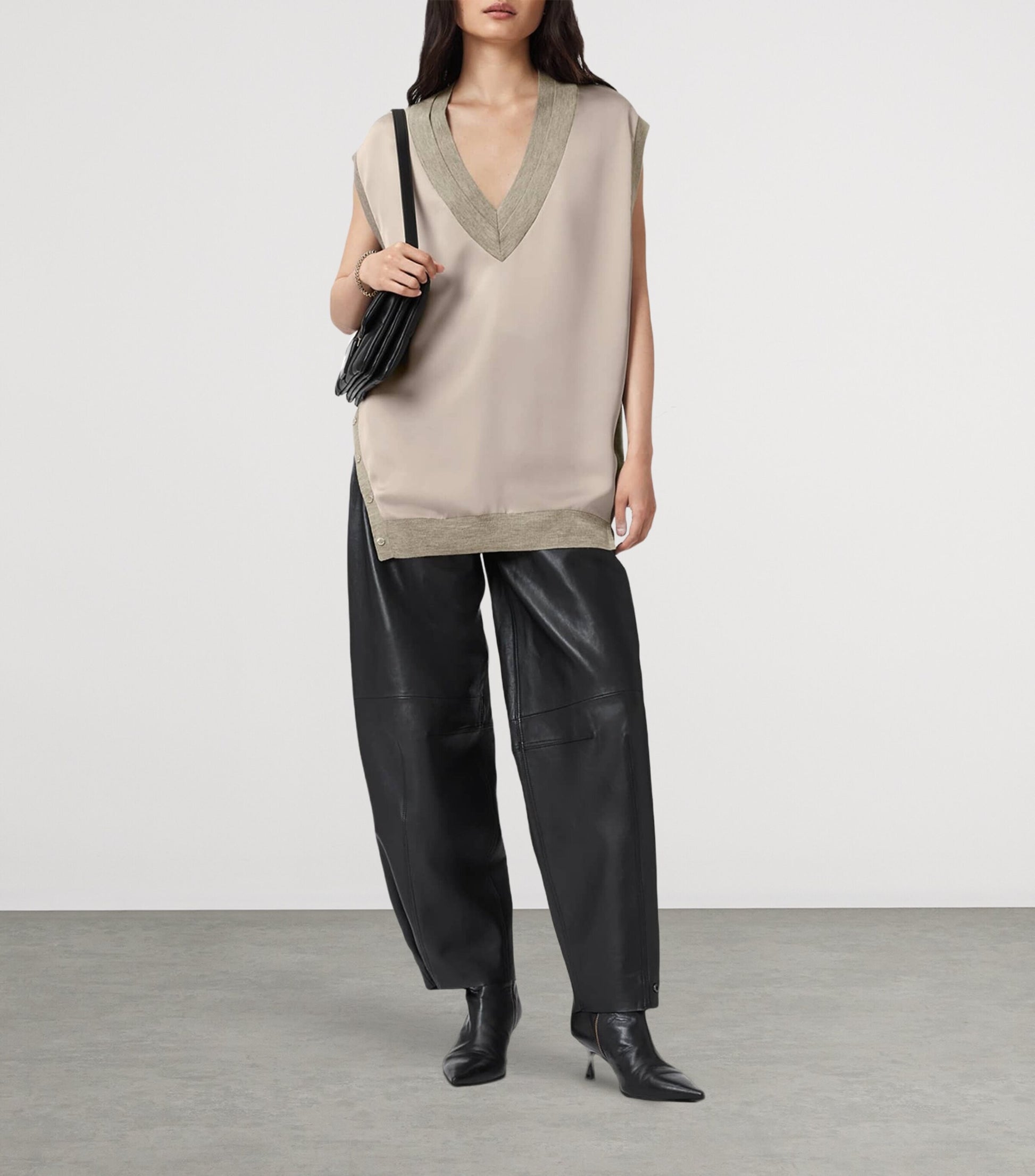 AllSaints Grey Bern Studded Tank Top