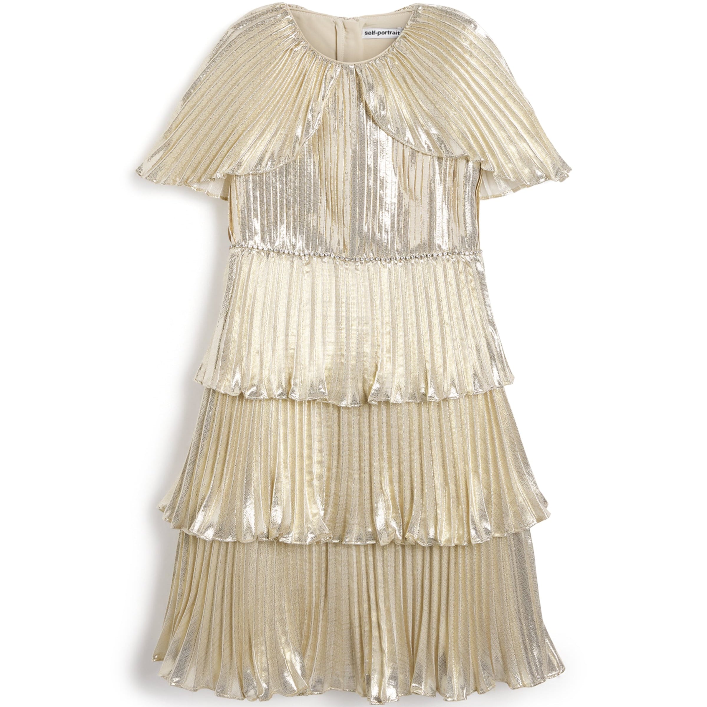 Self-Portrait Kids Metallic Tiered Cape Dress (3-12 Years)