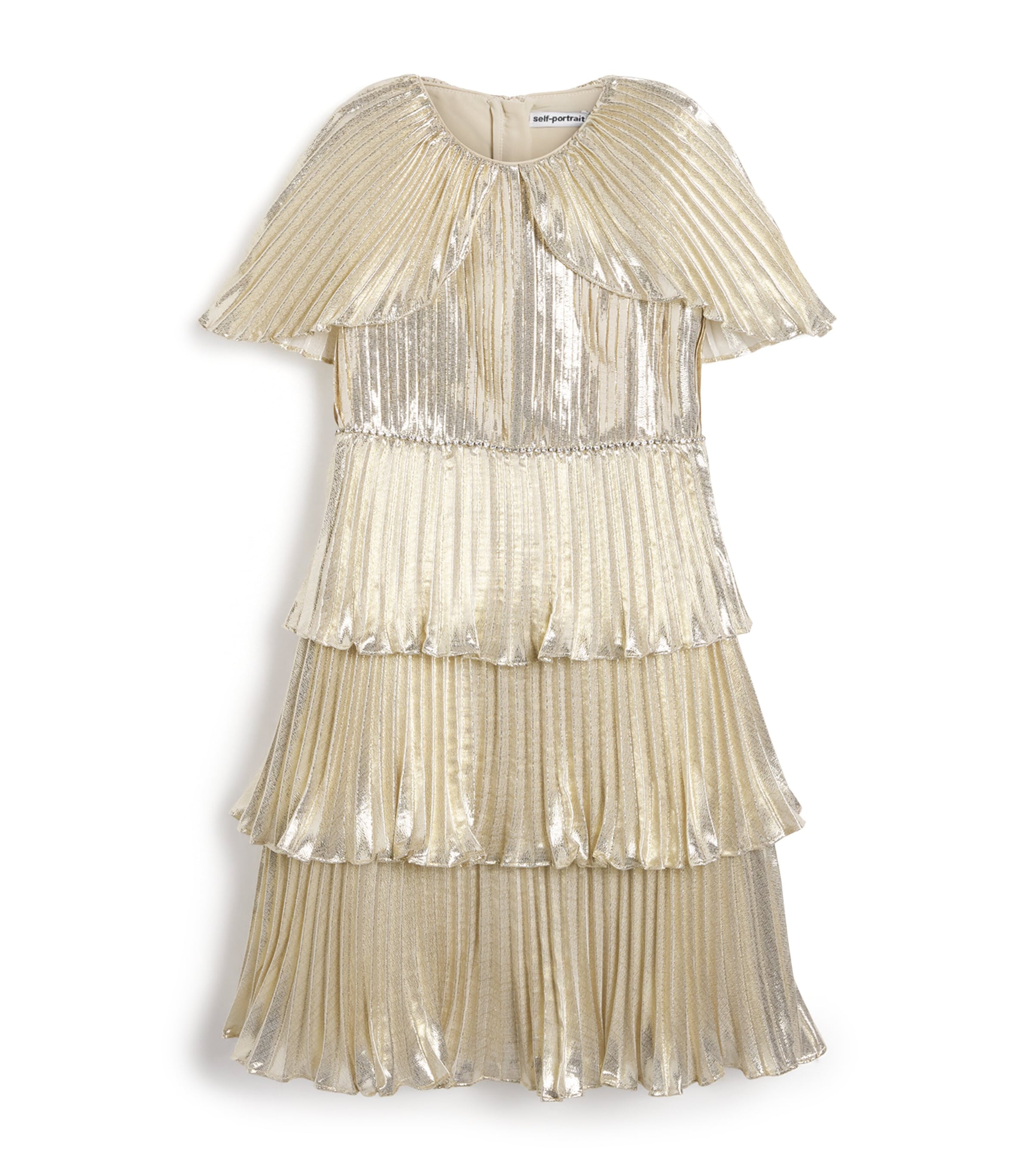 Self-Portrait Kids Metallic Tiered Cape Dress (3-12 Years)