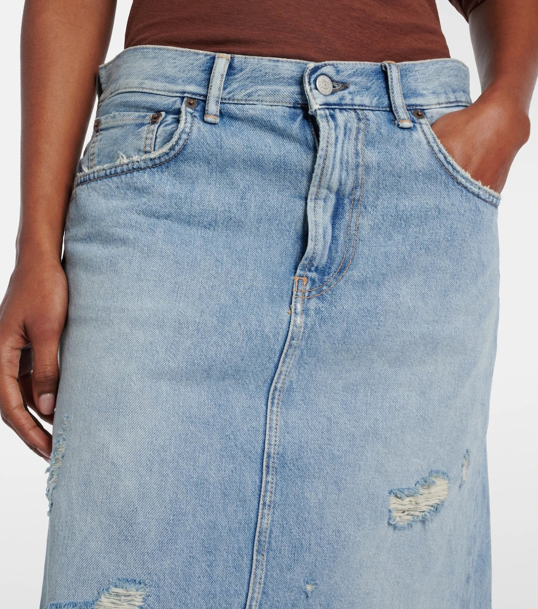 Acne Studios - Distressed layered wide-leg jeans