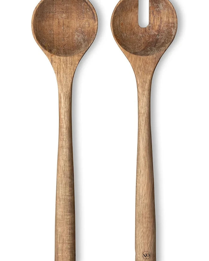 Byon akasya ağacından marul servis çatal-bıçak takımı 28 x 6,5 x 1,5 cm