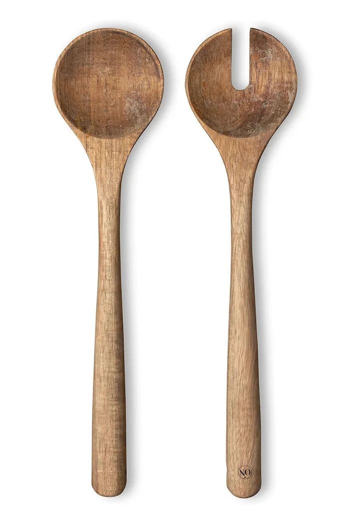 Byon akasya ağacından marul servis çatal-bıçak takımı 28 x 6,5 x 1,5 cm