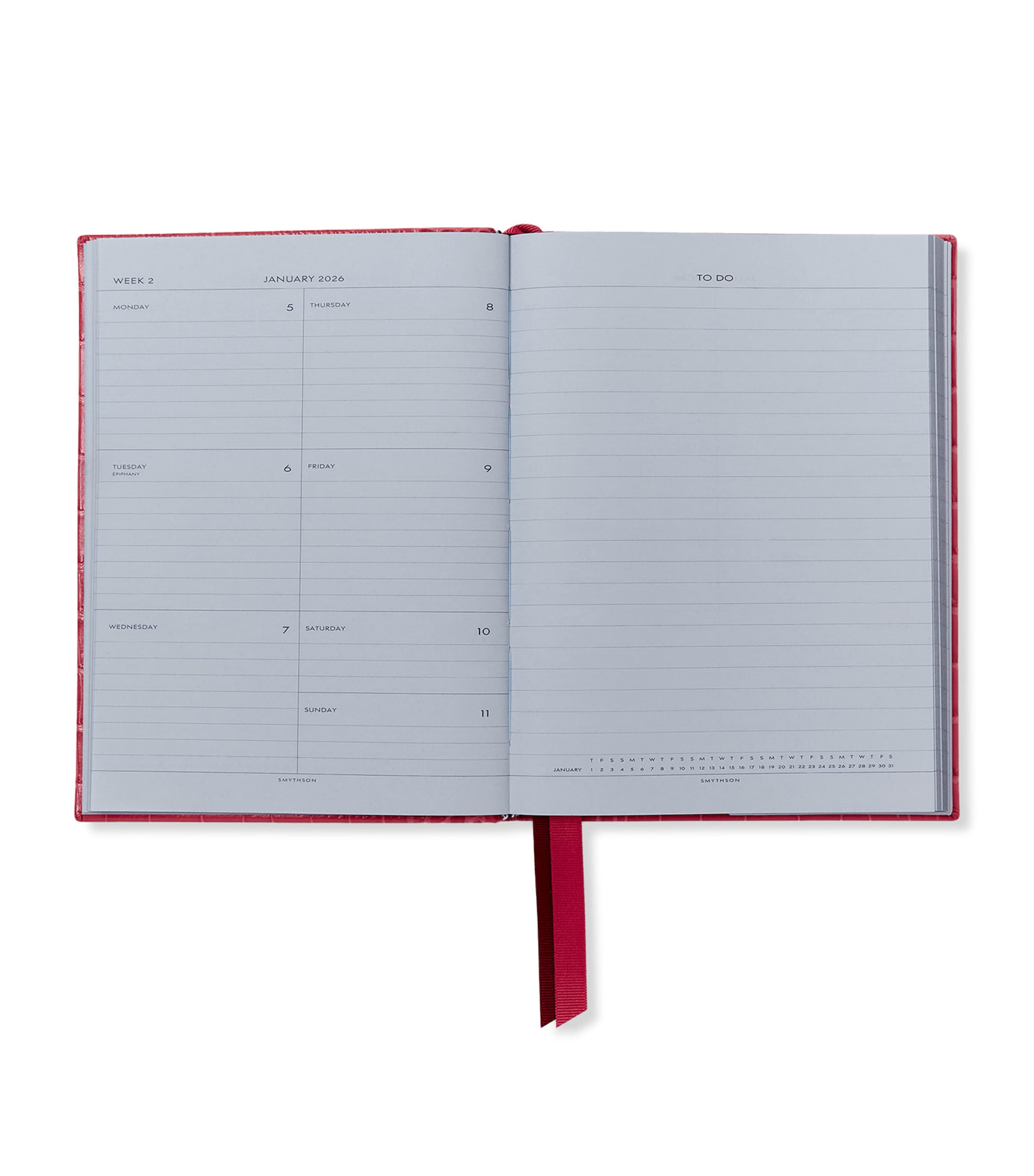 Mara Leather Croc-Embossed A5 Soho Diary 2026