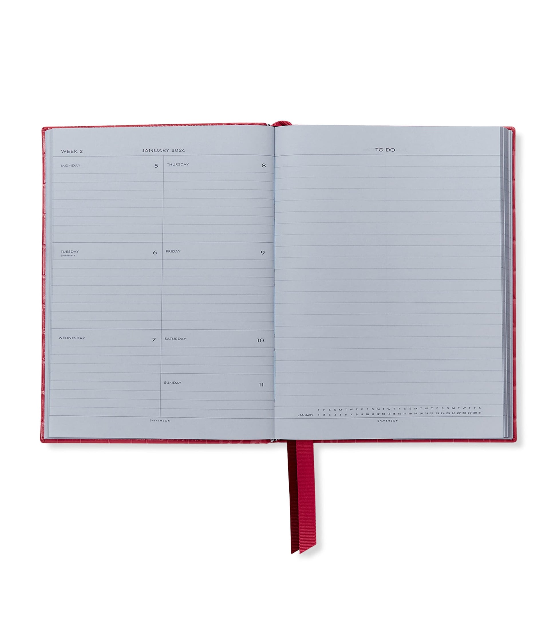 Mara Leather Croc-Embossed A5 Soho Diary 2026