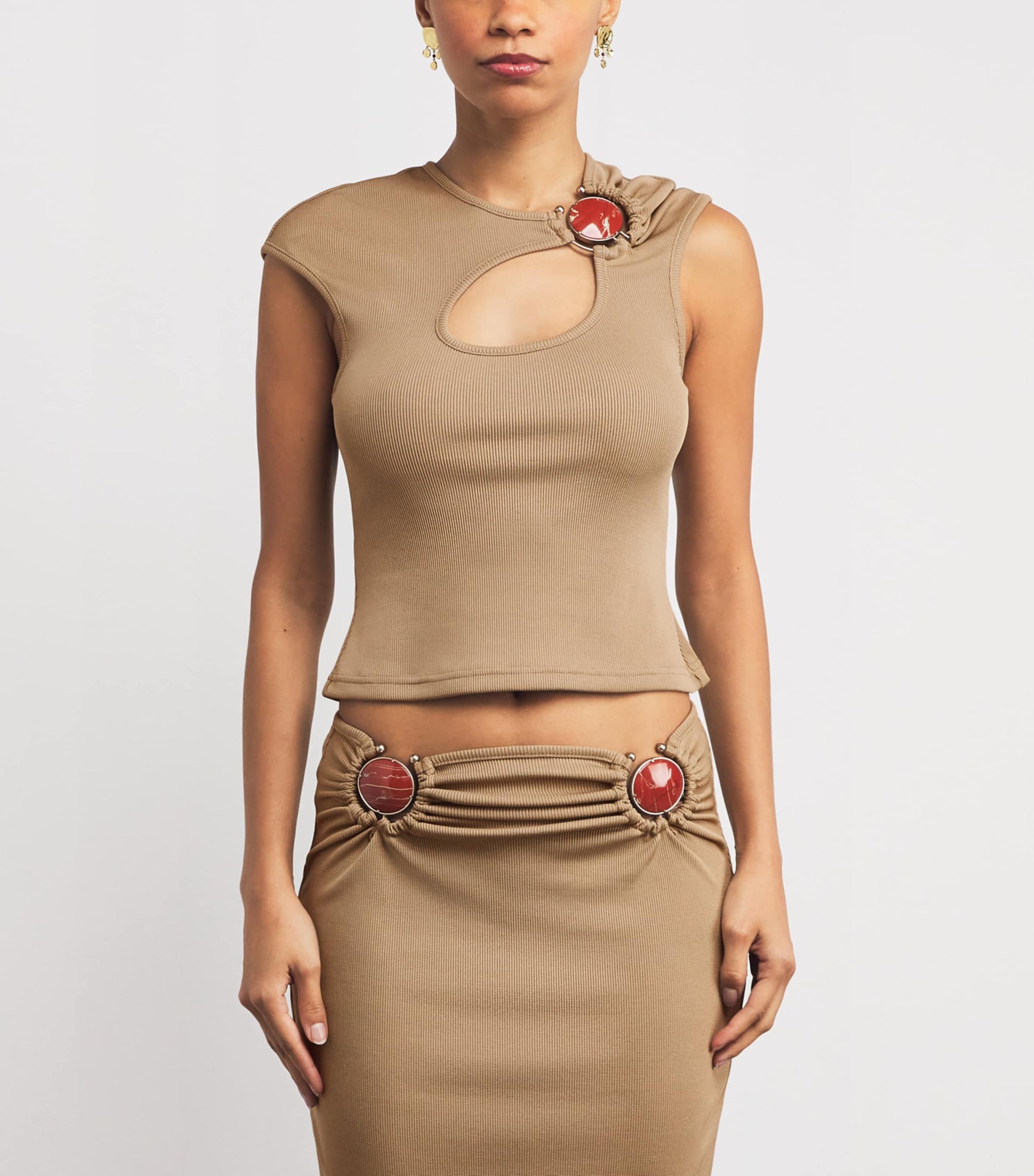 Mineral Stone-Detail Cut-Out T-Shirt