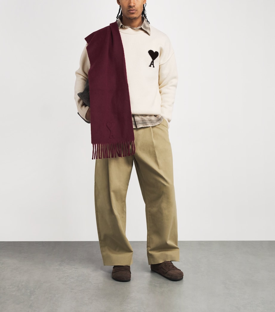 AMI Paris Beige Wool Logo Sweater