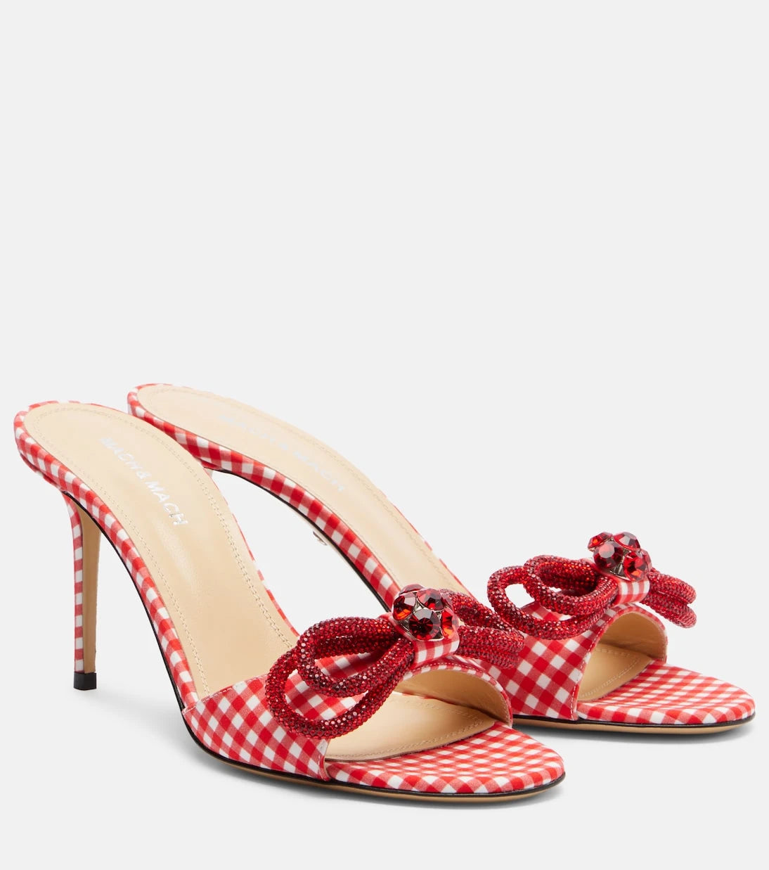 Mach & Mach - Double Bow 85 gingham mules