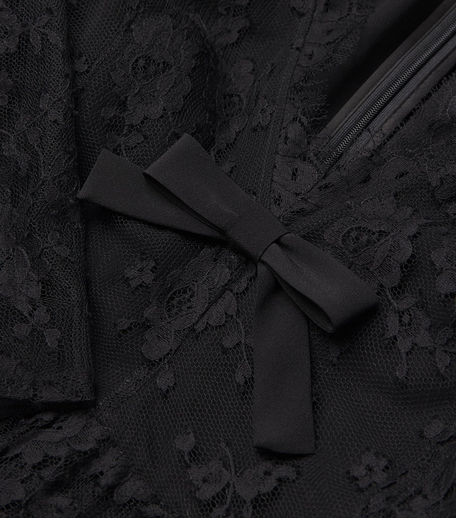 Lace Bow-Detail Mini Dress