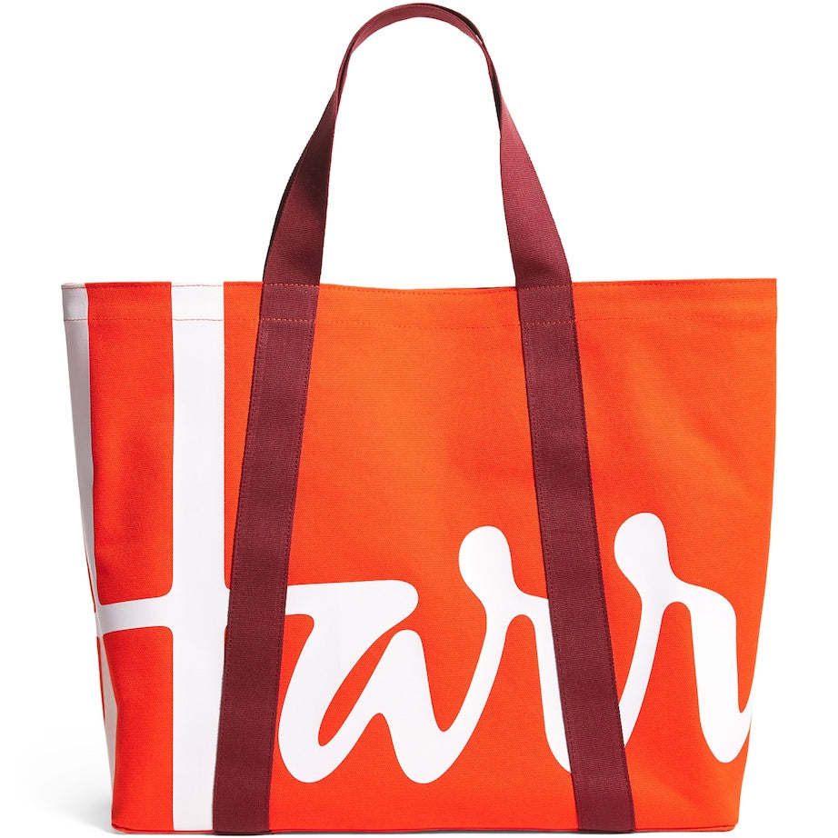 Harrods Orange Large Cotton Logo Tote Bag