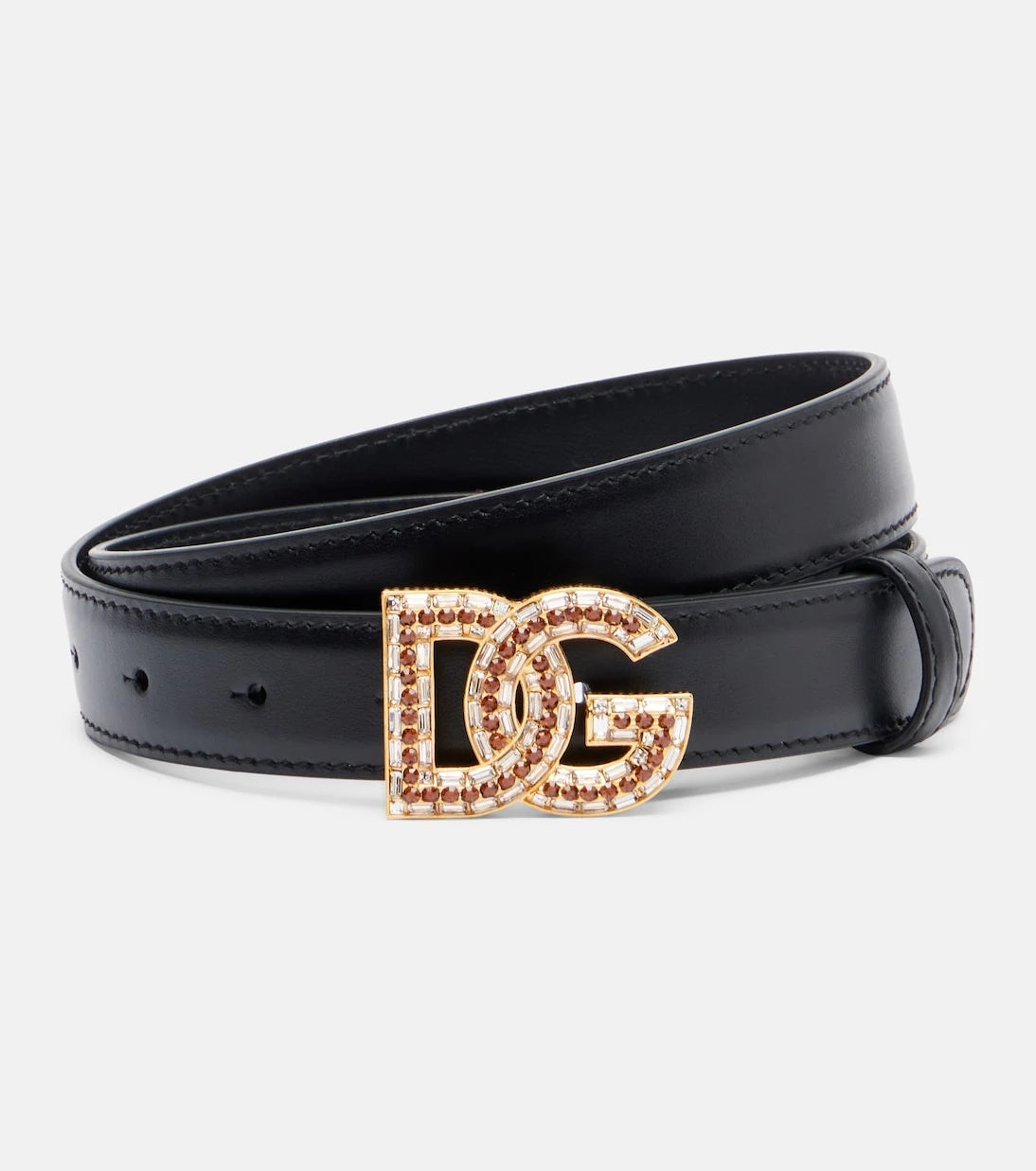 Dolce&Gabbana - حزام DG جلدي مزين