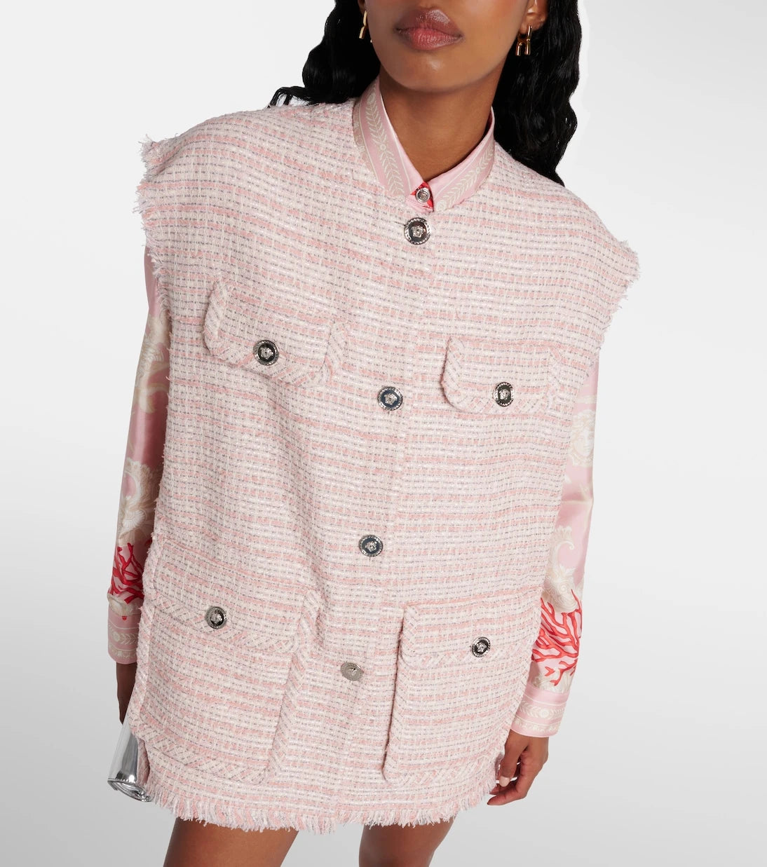 Versace - Oversized tweed vest
