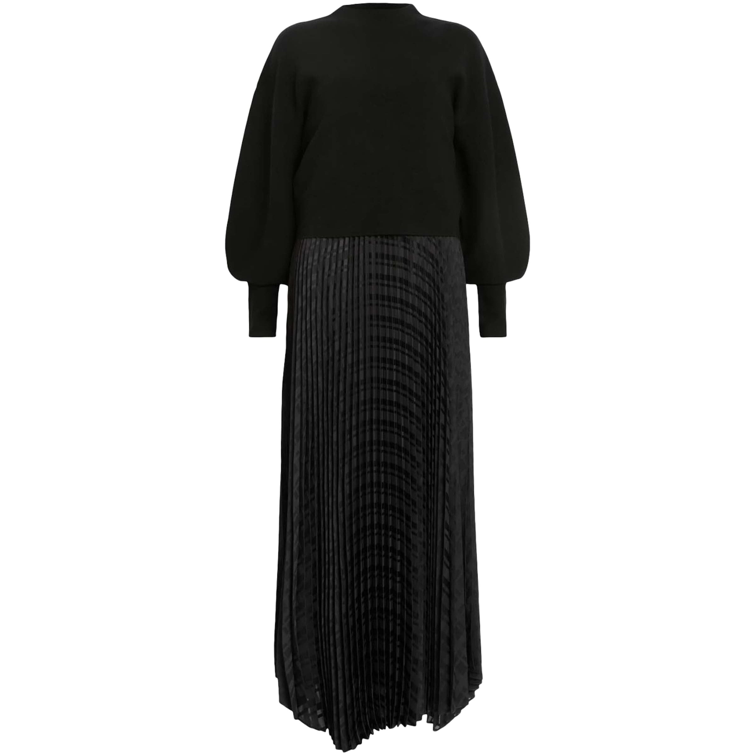 Black Pleated Sinead Sweater Dress
