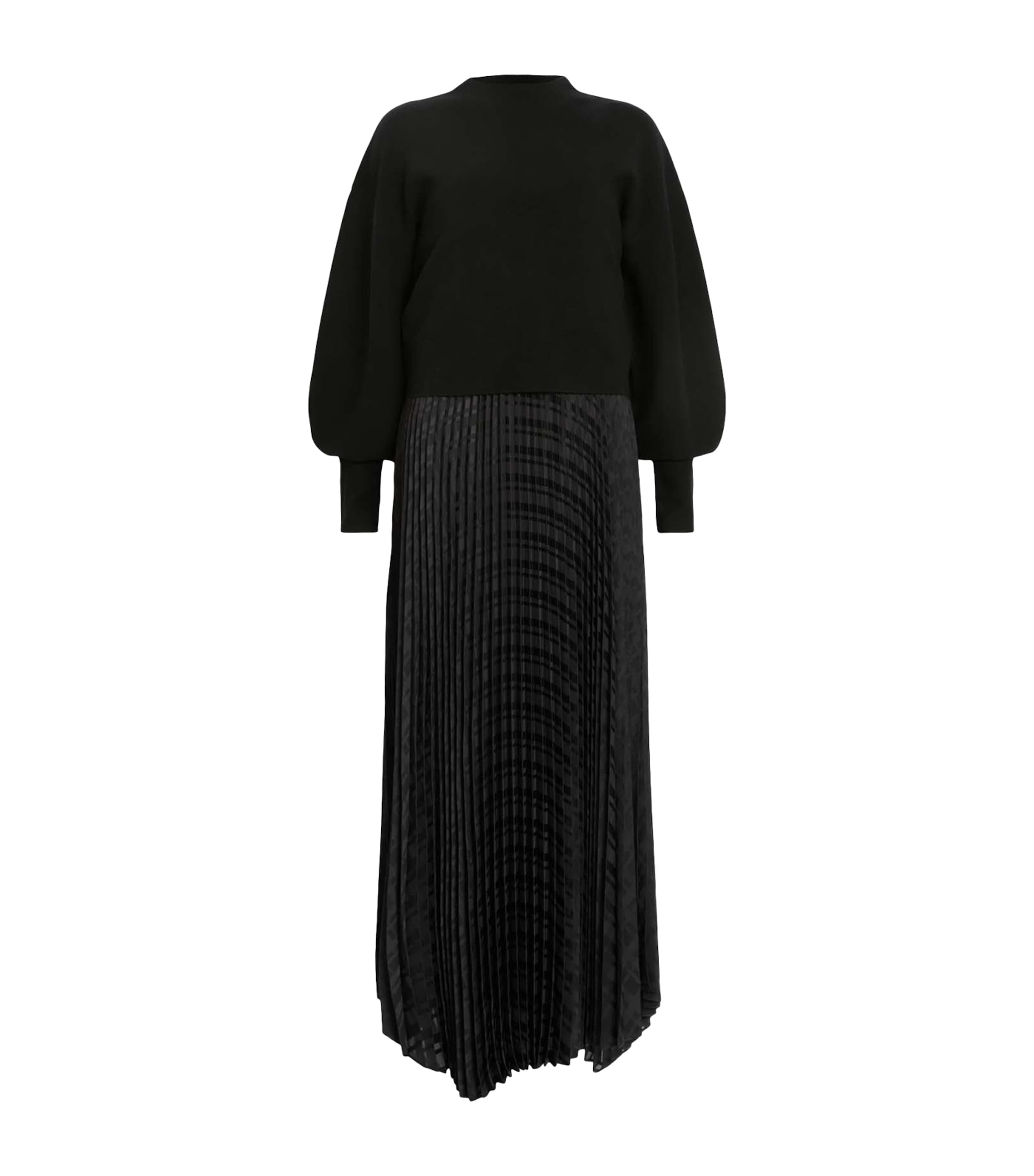 Black Pleated Sinead Sweater Dress