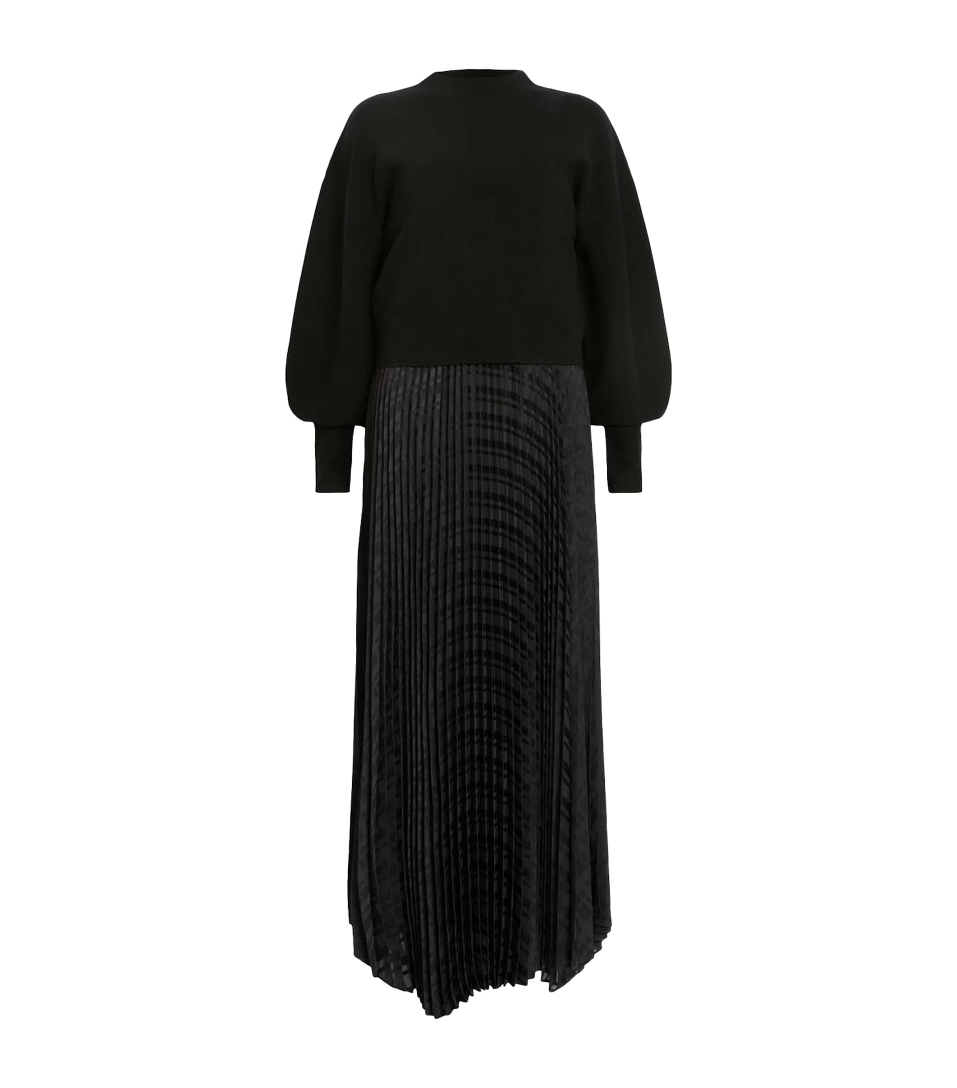 Black Pleated Sinead Sweater Dress