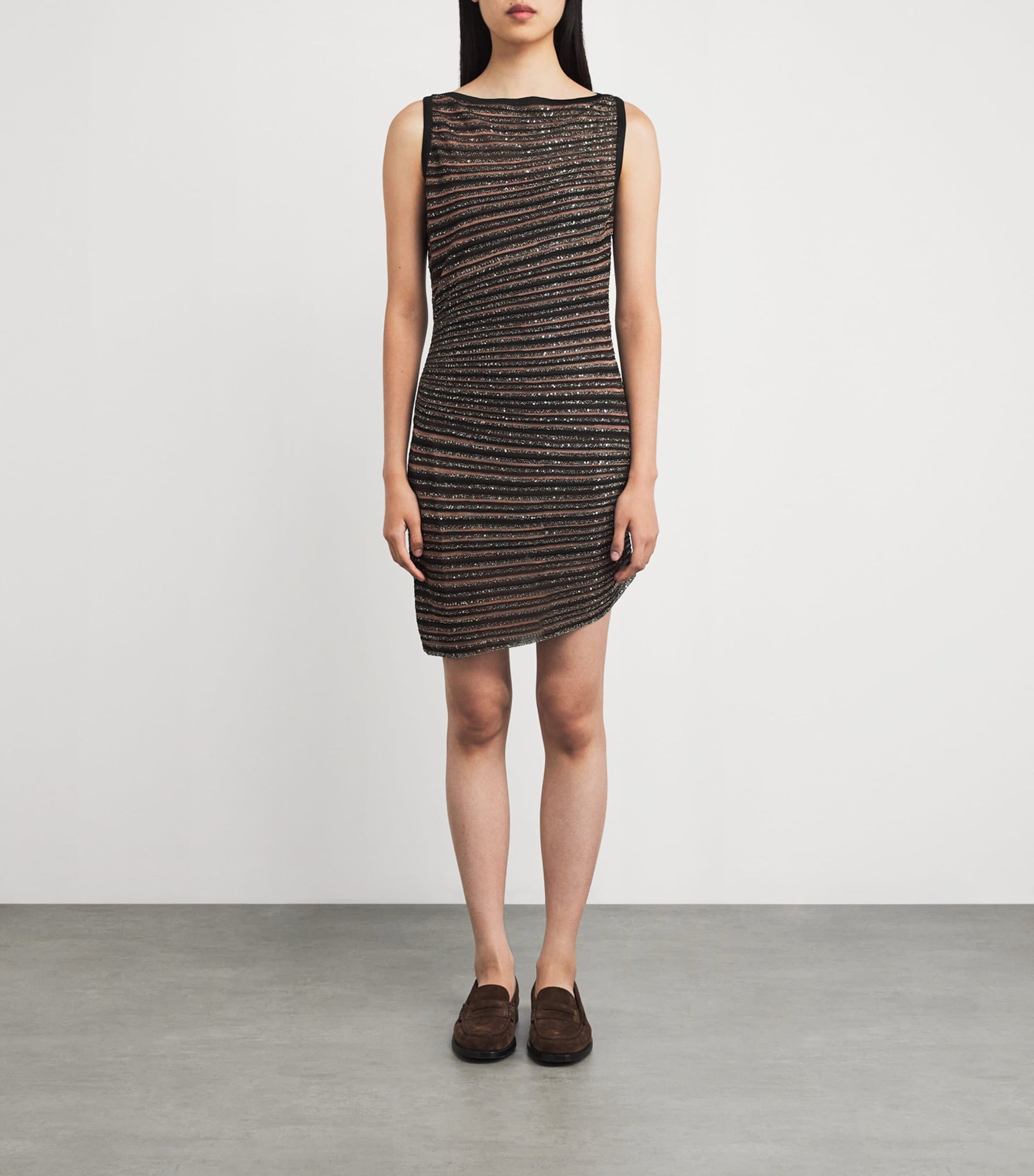 Missoni Stripe Sleeveless Boat Neck Mini Dress