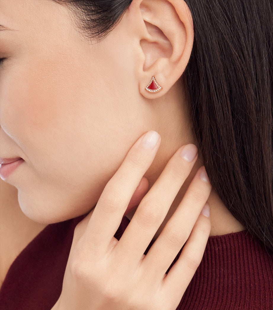 Rose Gold, Diamond and Carnelian Divas’ Dream Earrings