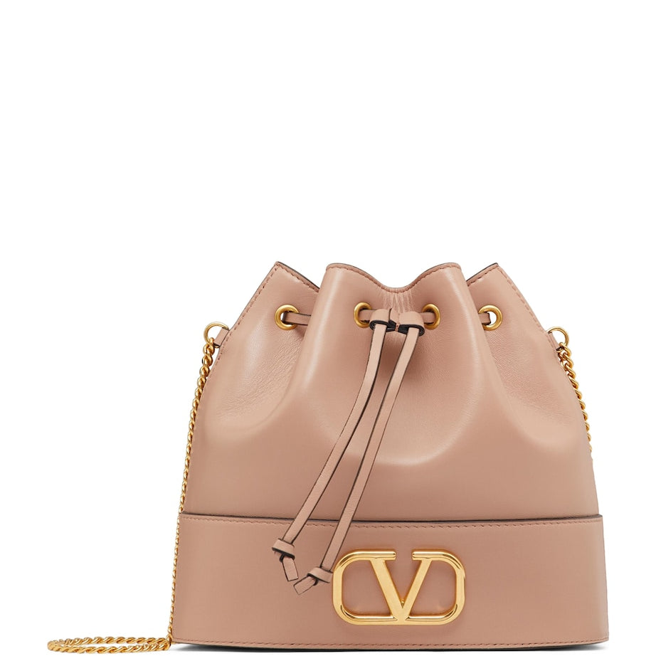 Valentino Garavani Nude Leather VLogo Bucket Bag
