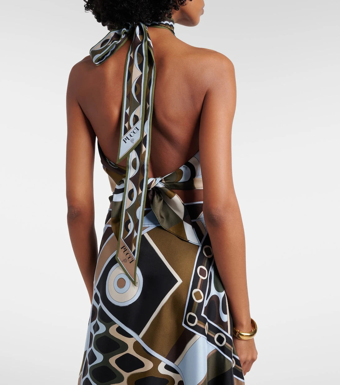 Pucci - Occhi halterneck open-back silk twill top