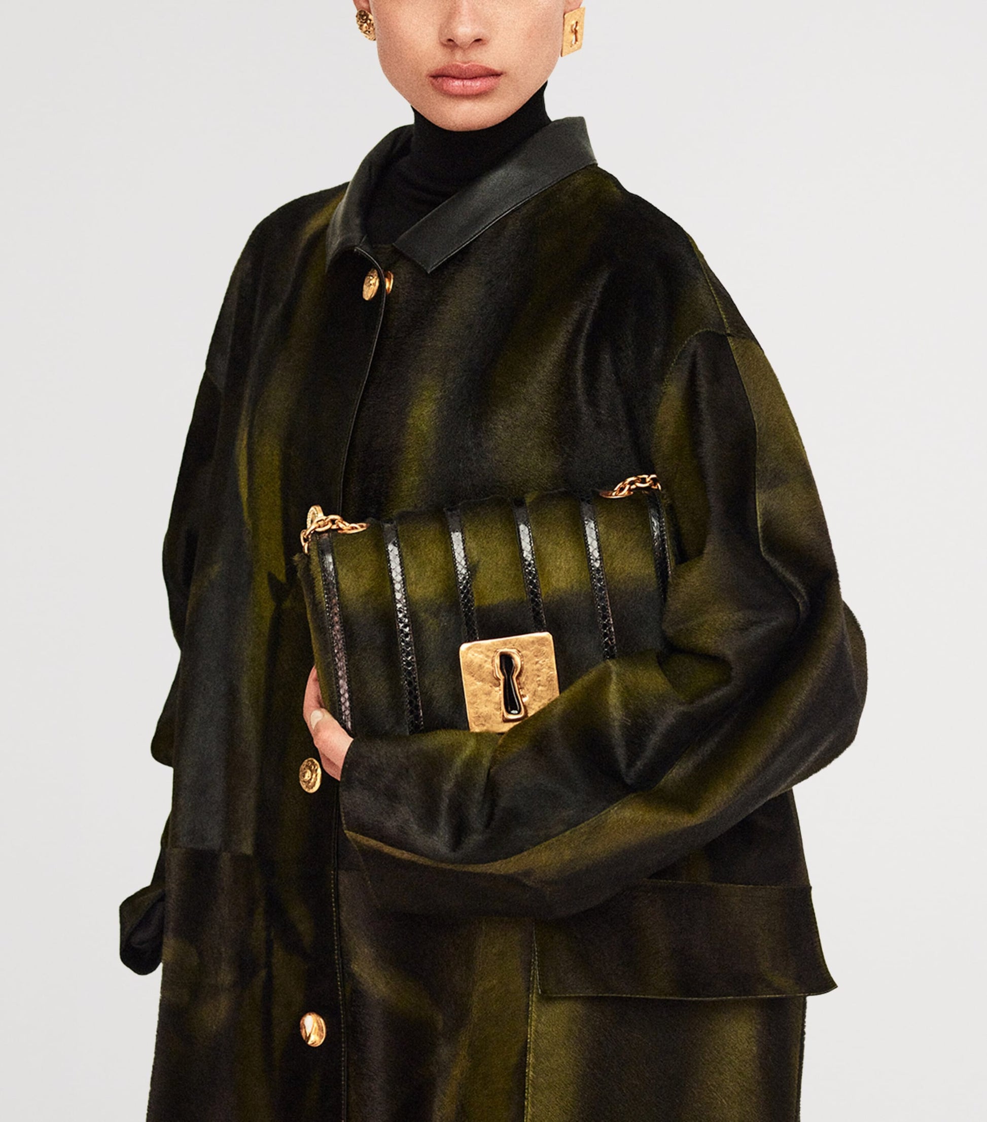 Pony Hair-Snakeskin Schiap Shoulder Bag