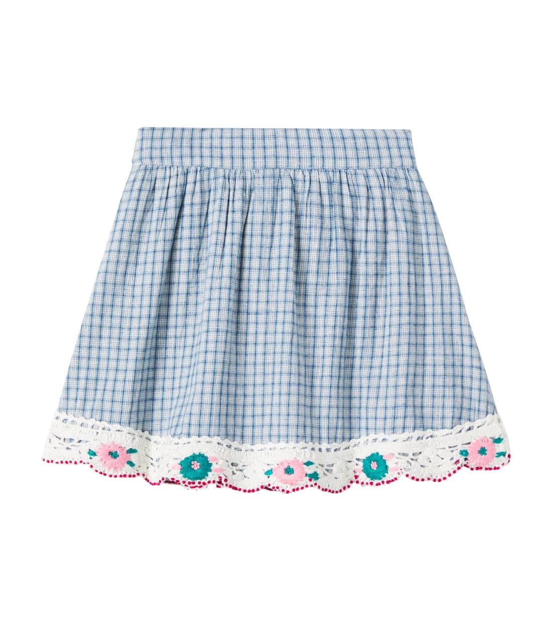 Bebe Organic - Rhea checked embroidered cotton-blend skirt