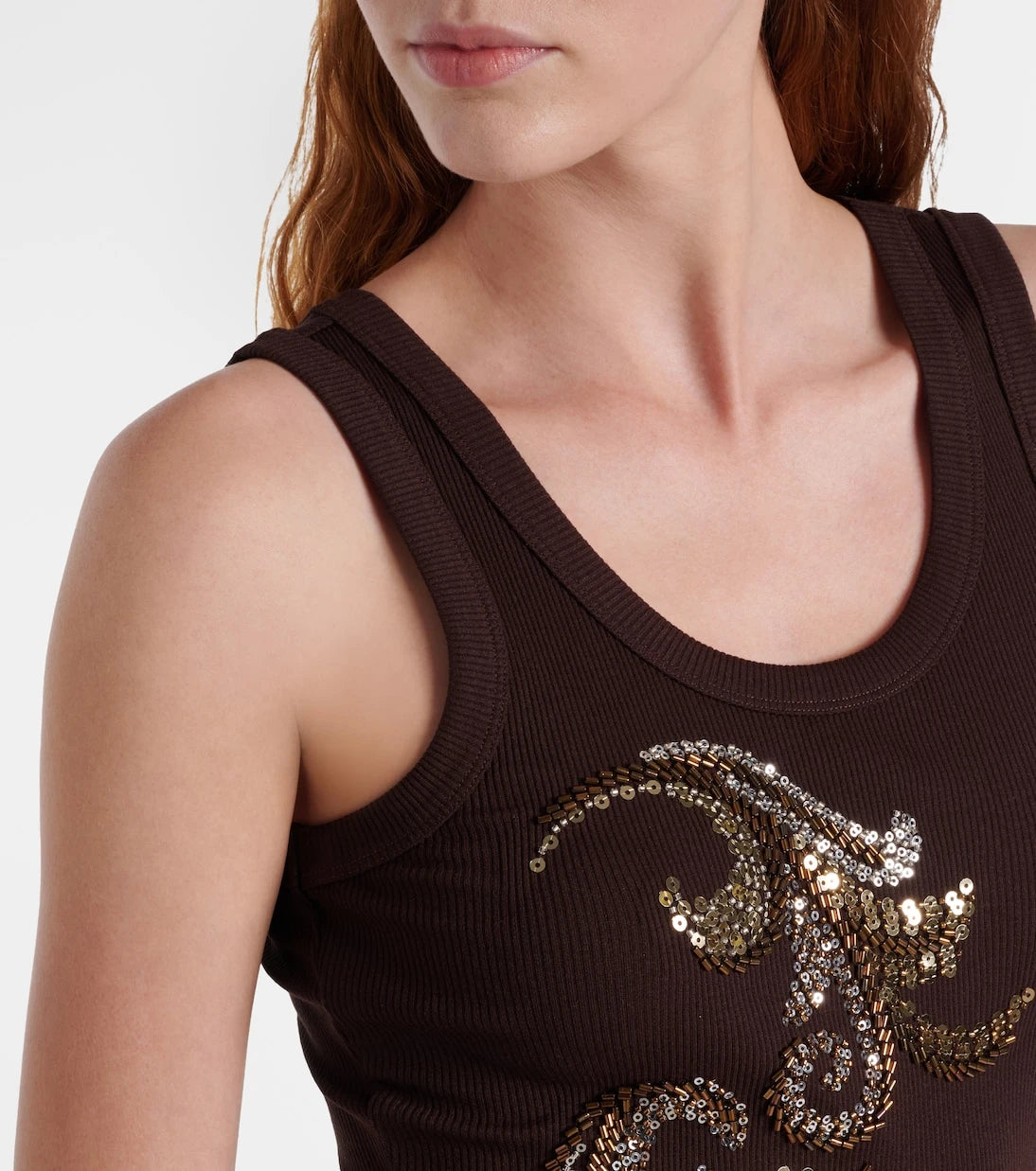 Xu Zhi - Ribbed-knit sequined tank top