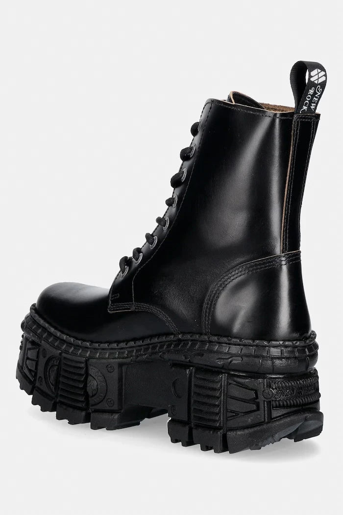 New Rock kadın deri platformlu bot ANTIK NEGRO REVES CUERO