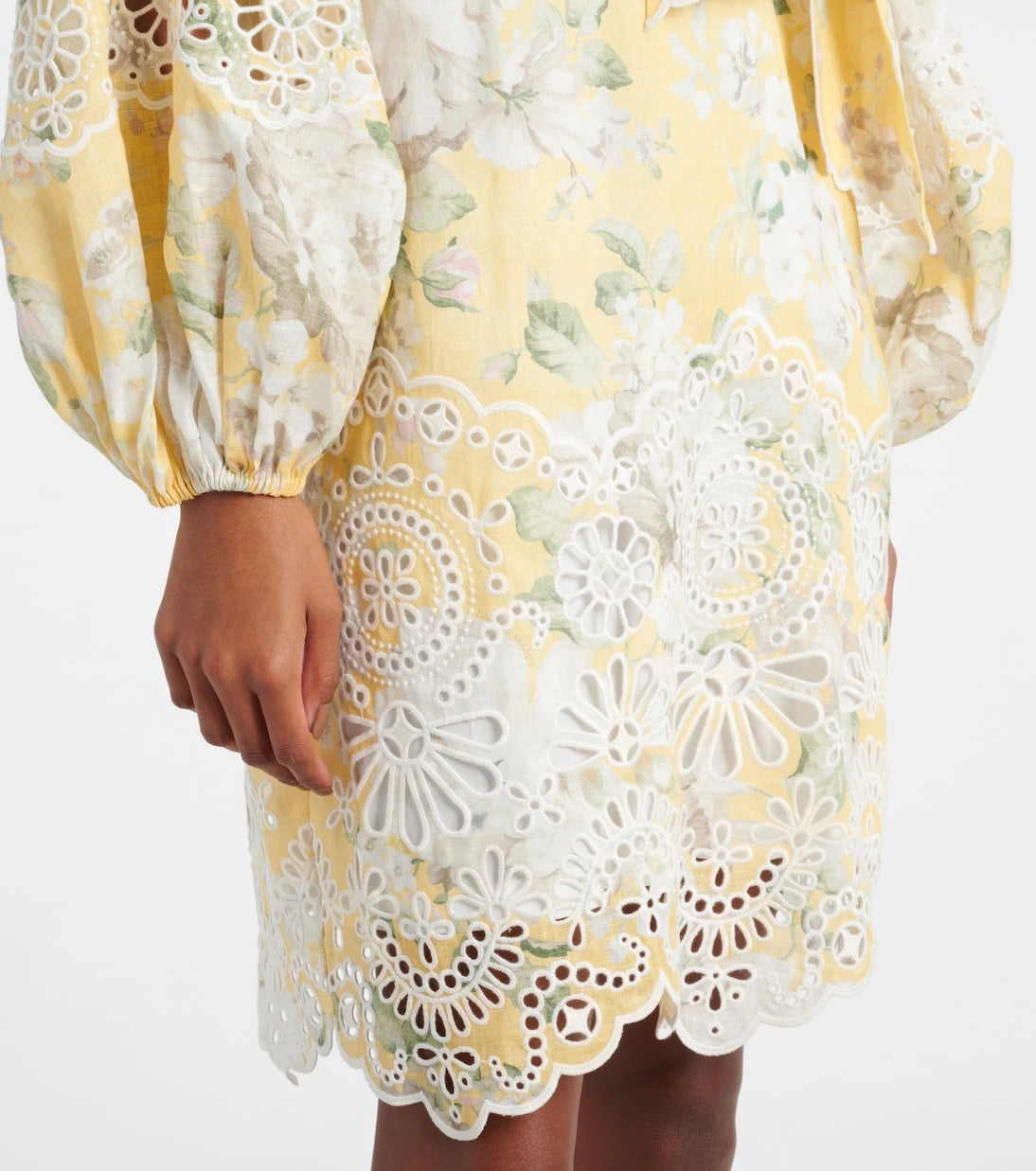Zimmermann - Acacia embroidered floral linen minidress