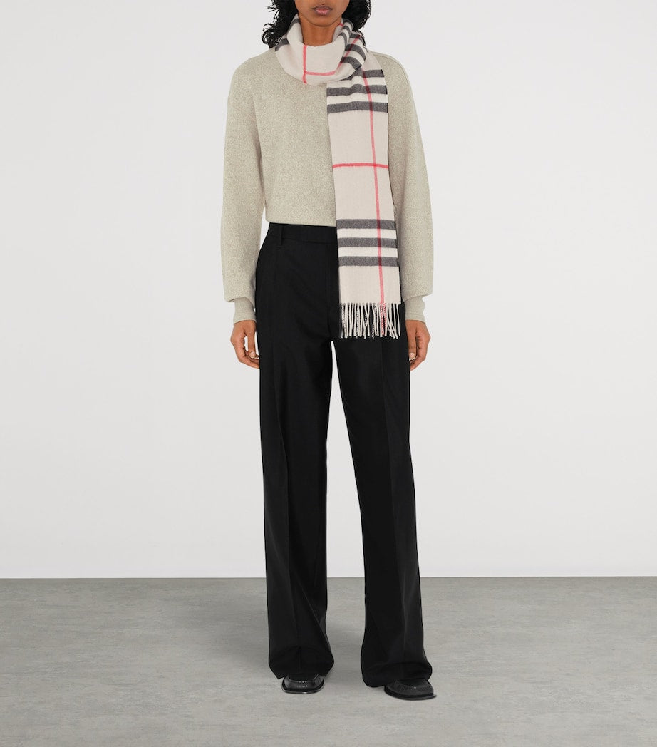 Burberry Beige Cashmere Check Scarf