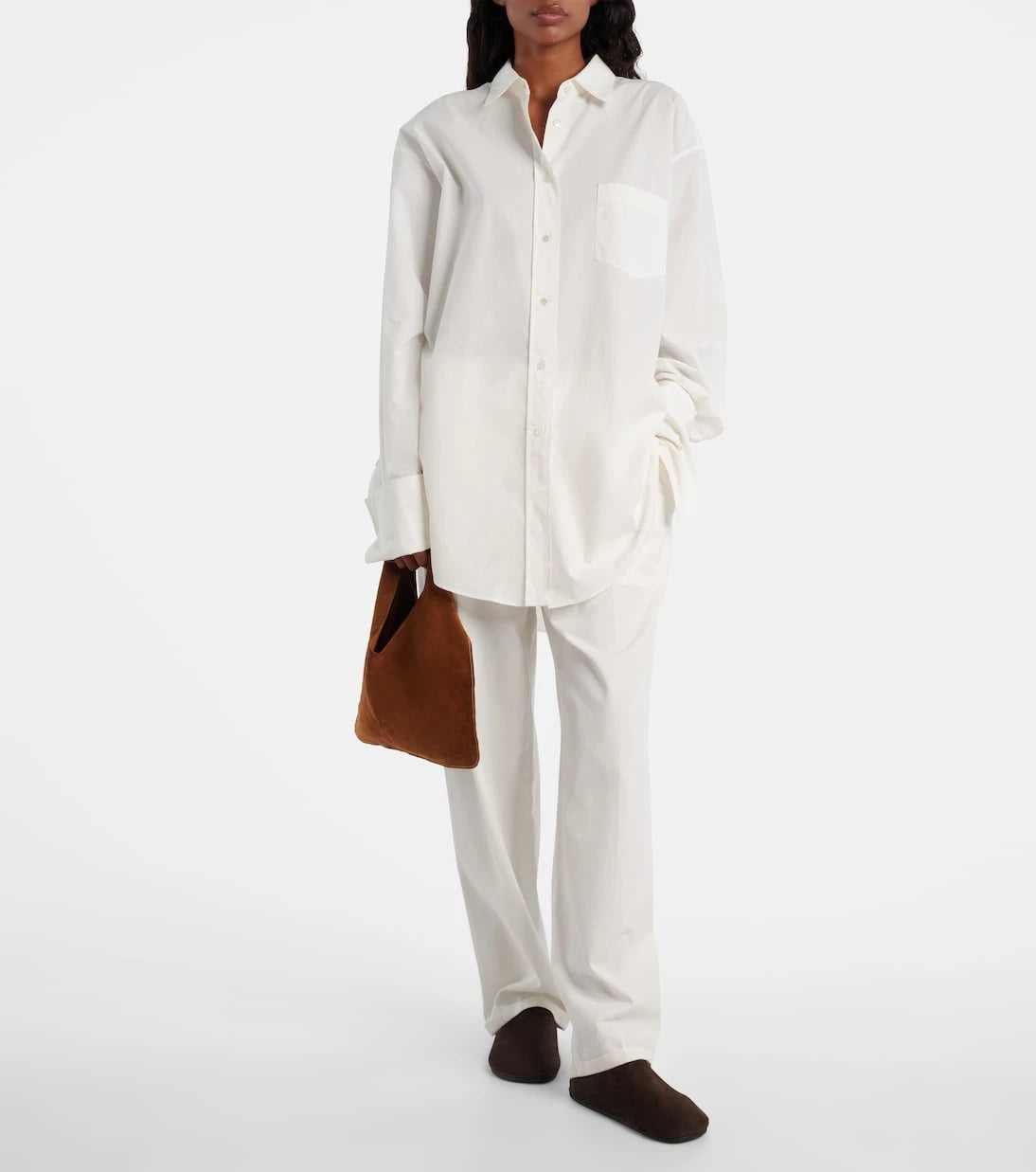 The Row - Bindle Small suede tote bag