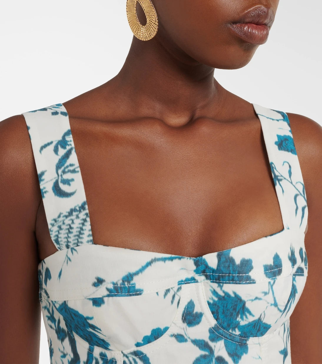 Erdem - Floral cotton and linen crop top