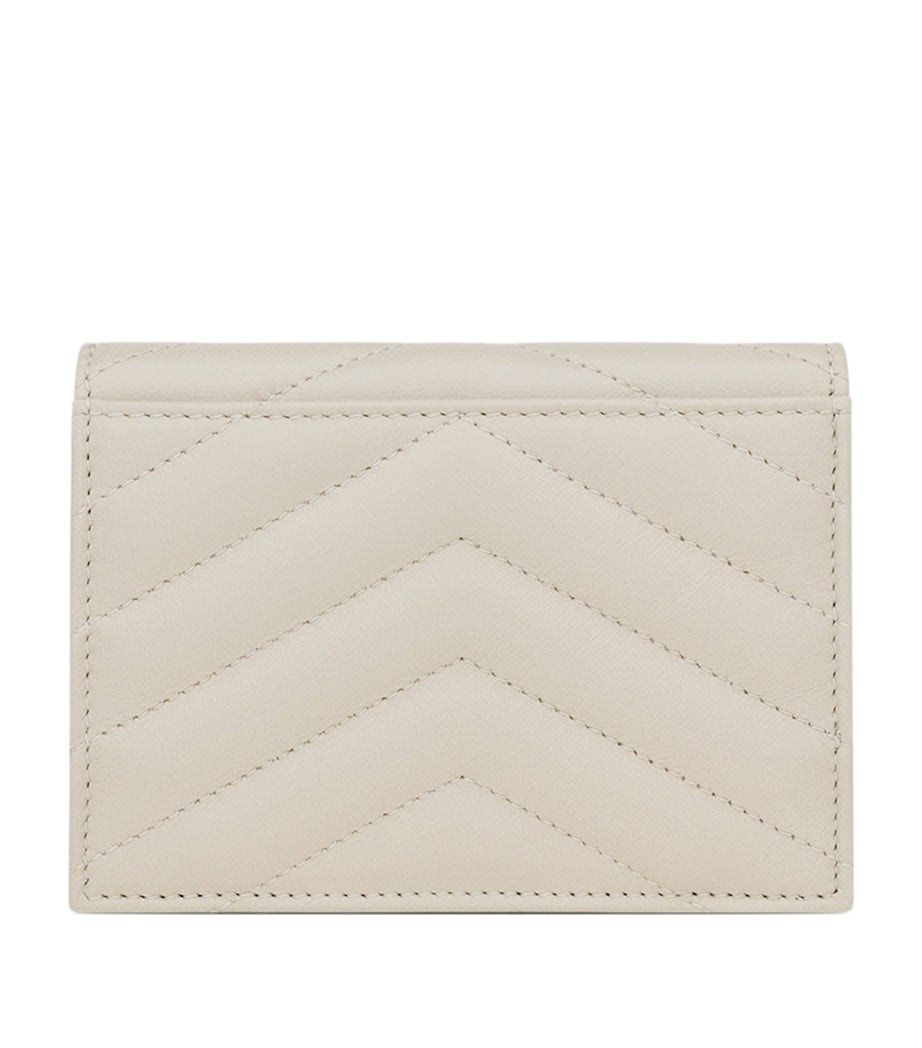 Saint Laurent White Quilted Leather Monogram Wallet