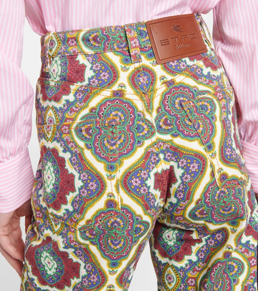 Etro - جينز مطبوع بخصر عالٍ وأرجل واسعة