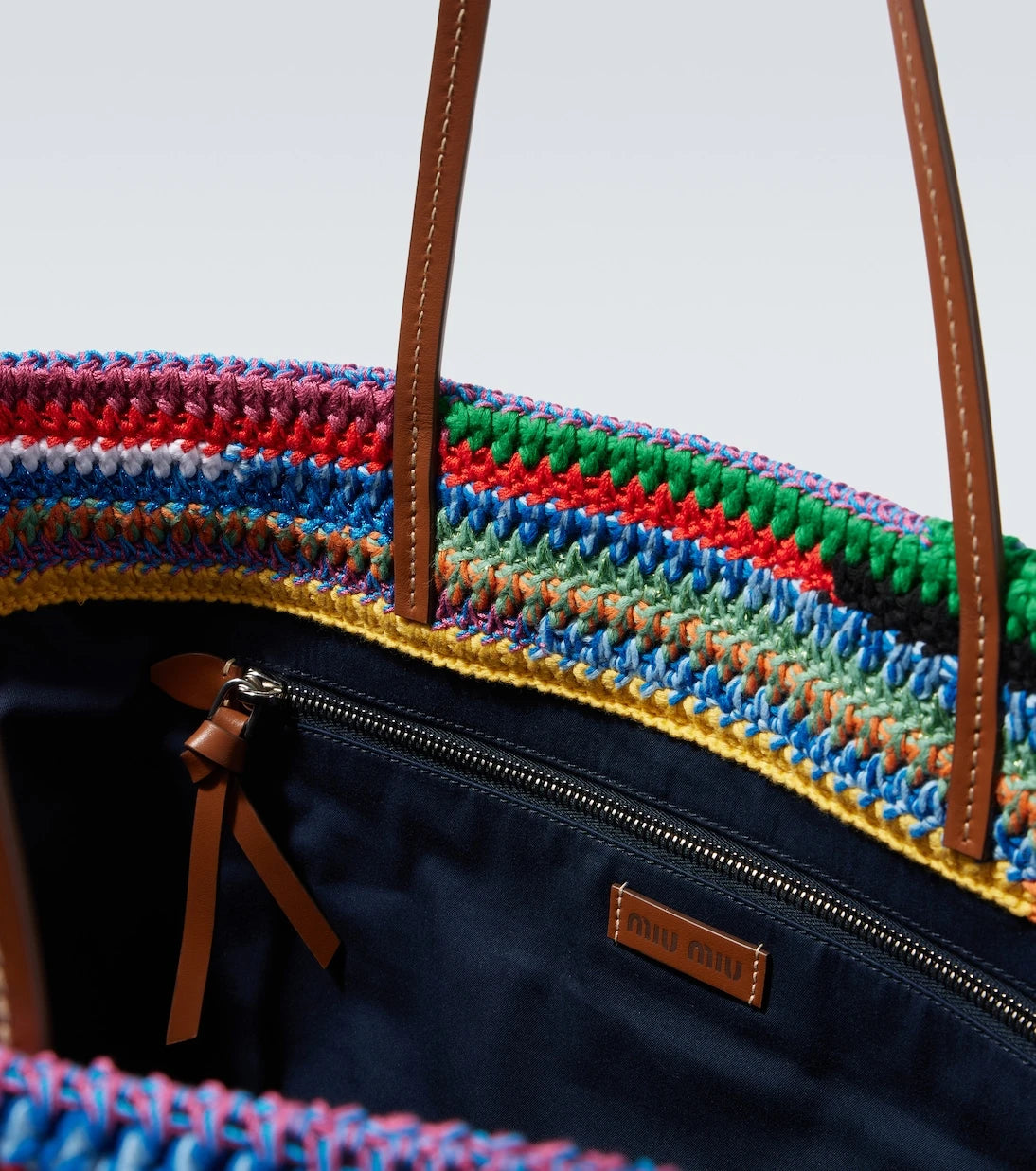 Miu Miu - Large crochet leather-trimmed tote bag