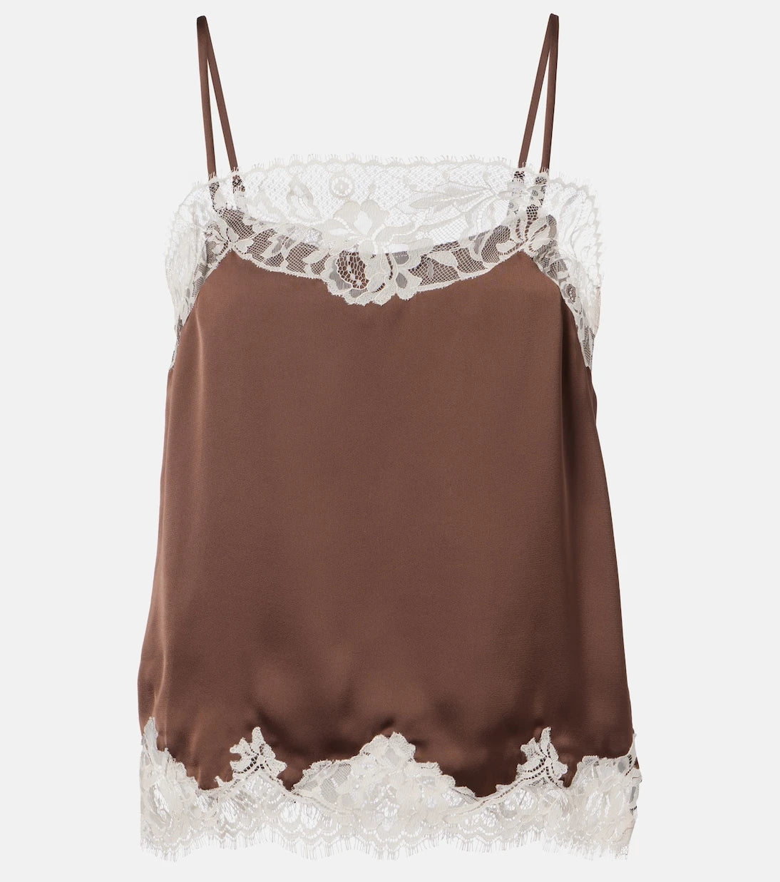 Faithfull - Lace-trimmed satin top
