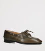 Bally Green Leather Pathy Boat Shoes