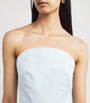 Monique Lhuillier Blue Draped Off-The-Shoulder Gown