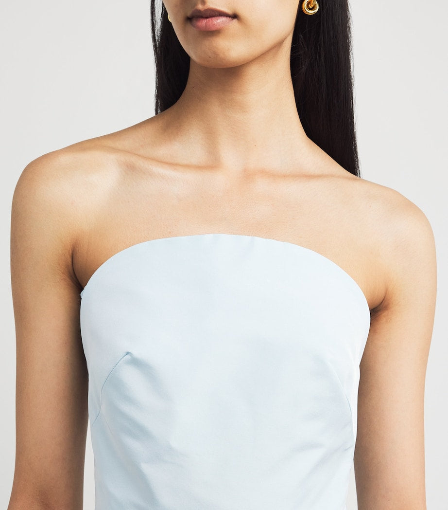 Monique Lhuillier Blue Draped Off-The-Shoulder Gown