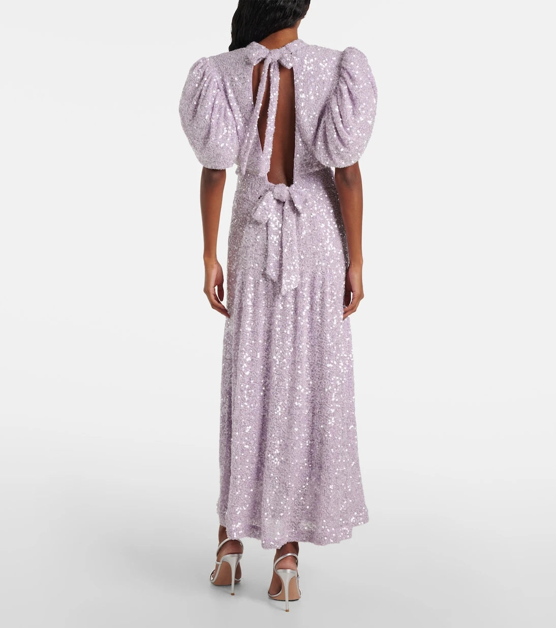 Rotate - Sequined open-back maxi dress