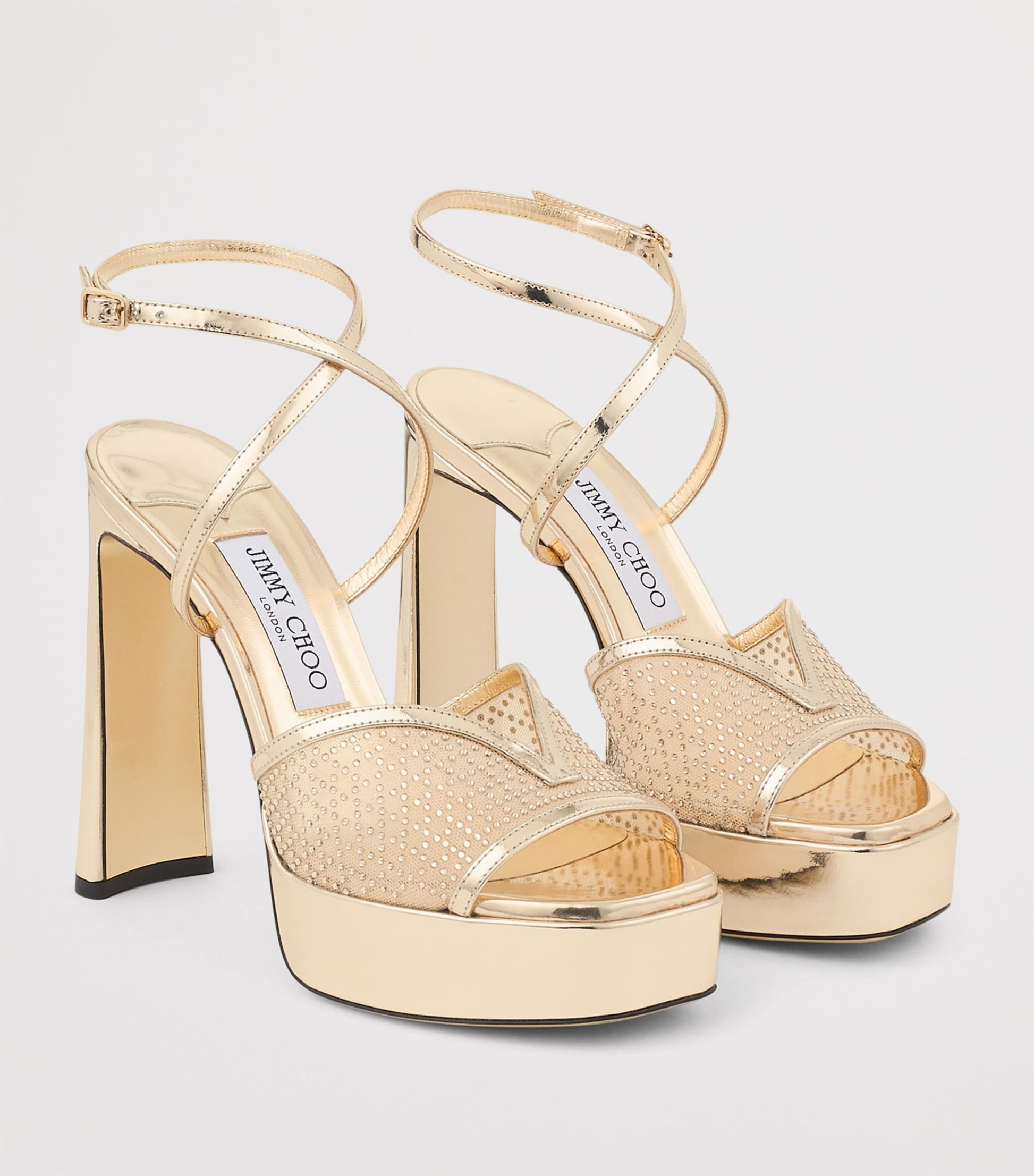 Jimmy Choo Gold Karli 125 Embellished Platform Sandals