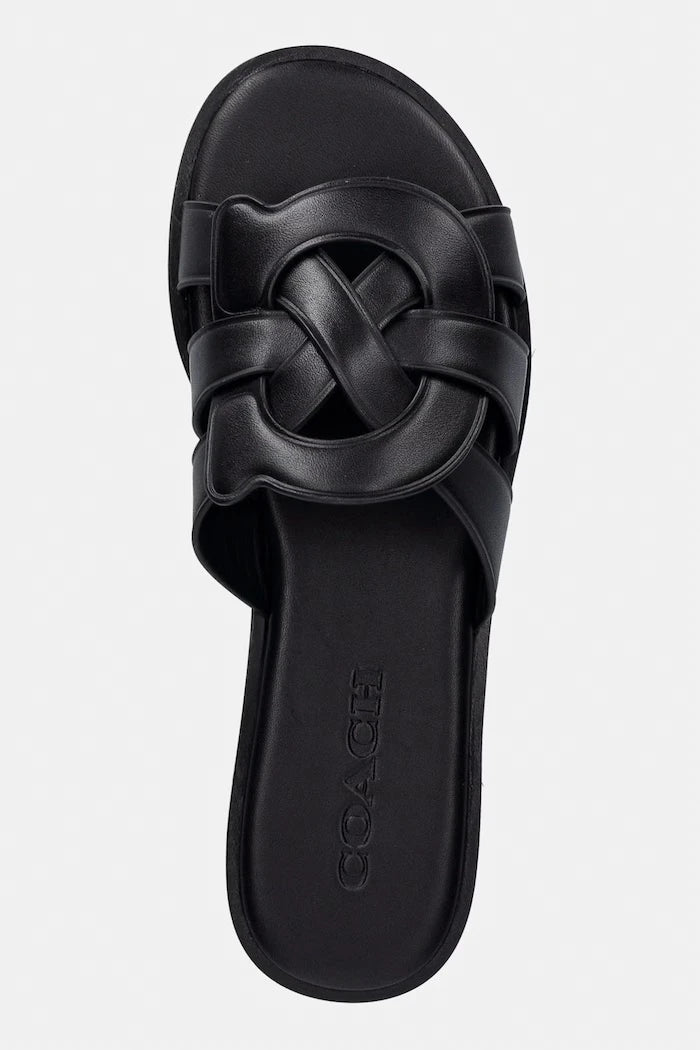 Coach чехли дамски от кожа Lena Leather Slide Sandal