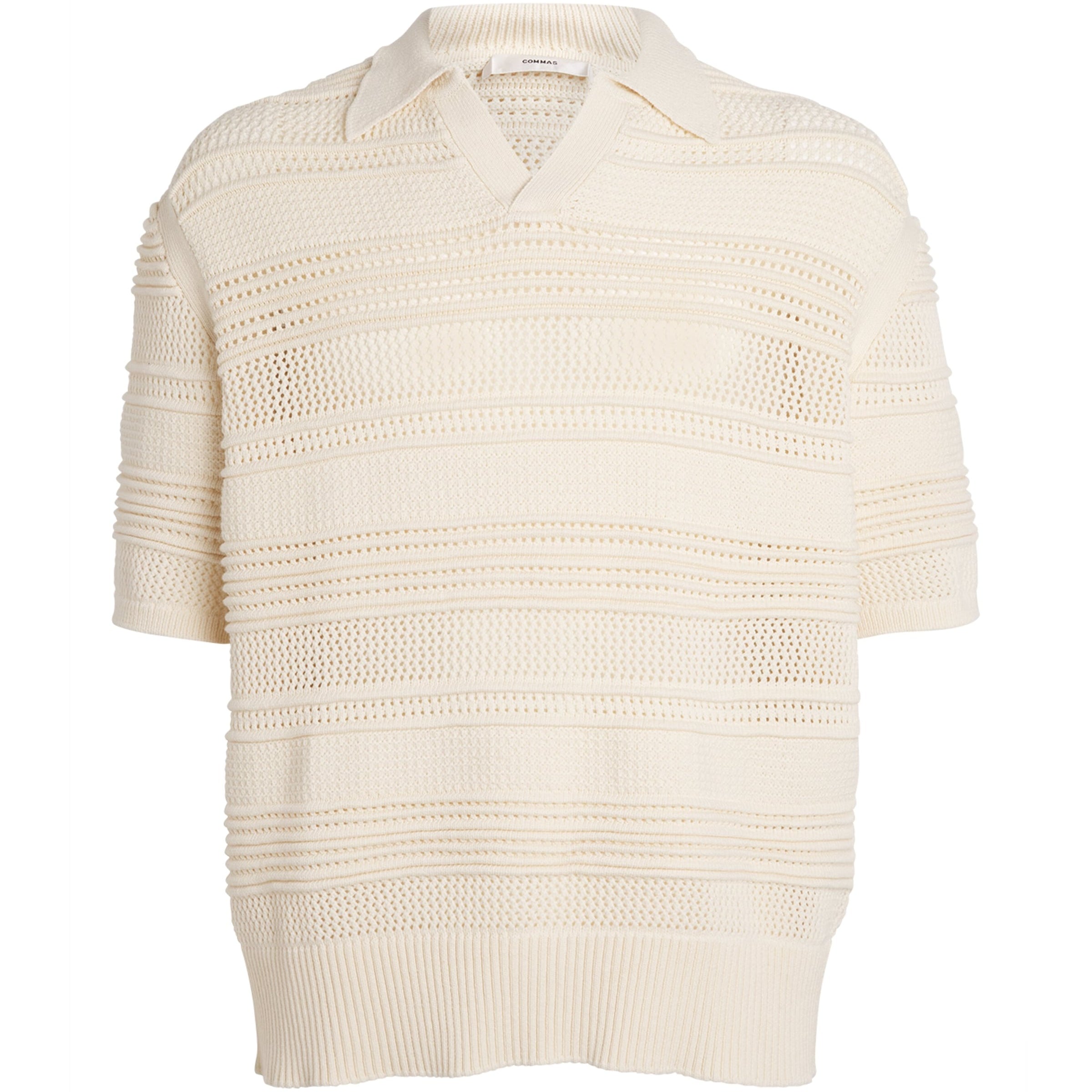 Cotton-Blend Crochet Polo Shirt