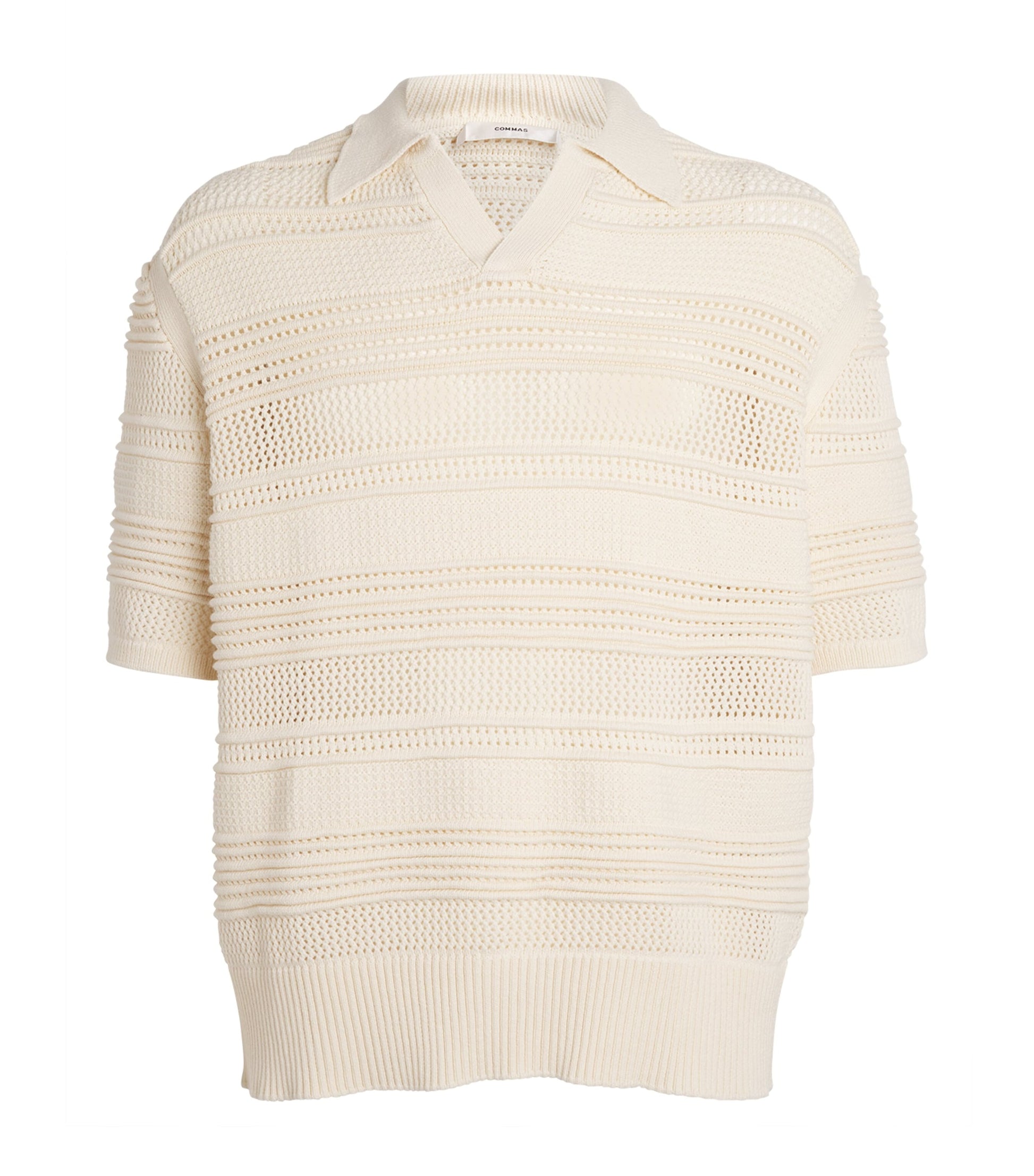 Cotton-Blend Crochet Polo Shirt