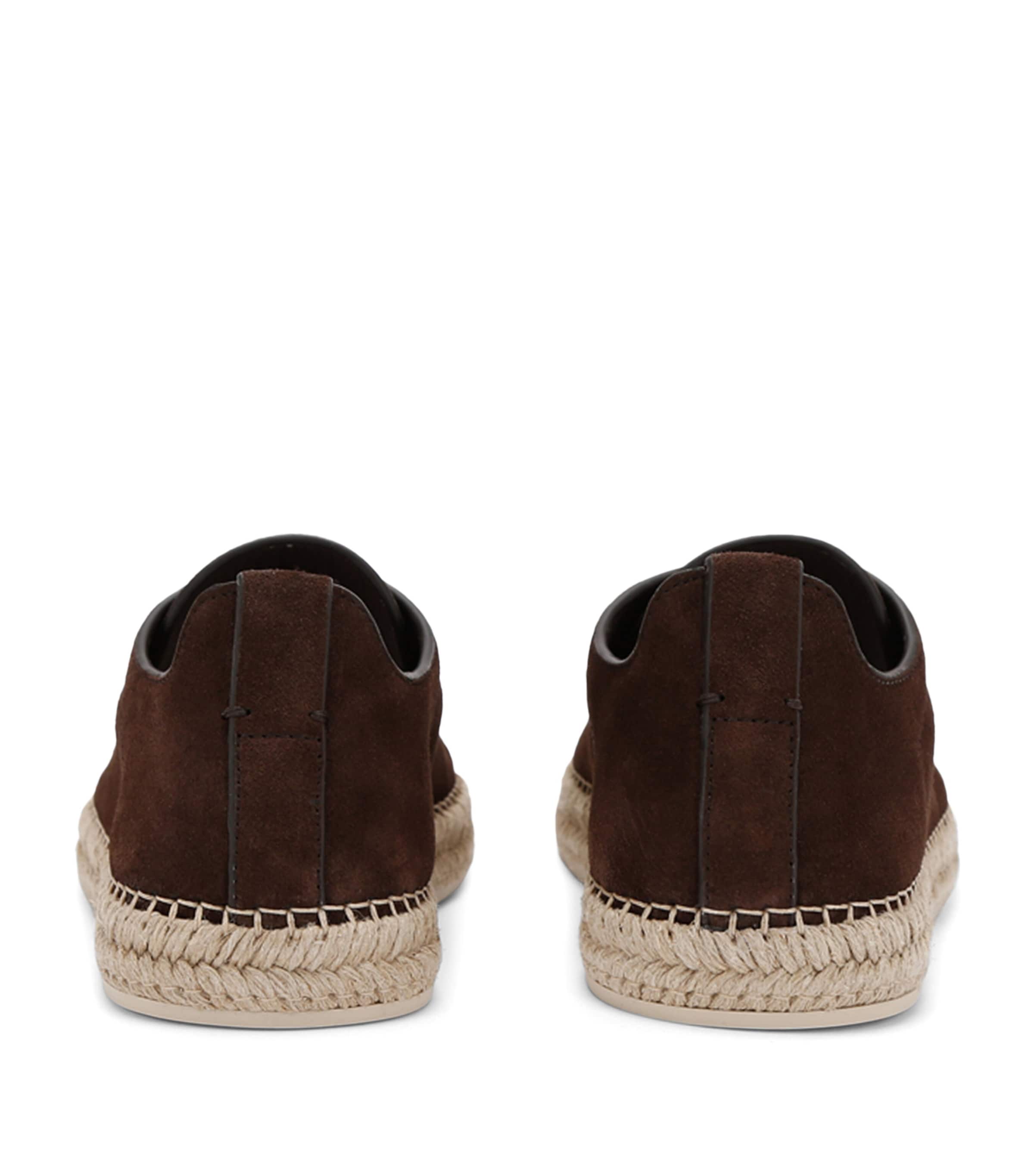 Suede Triple Stitch Espadrilles DARK BROWN