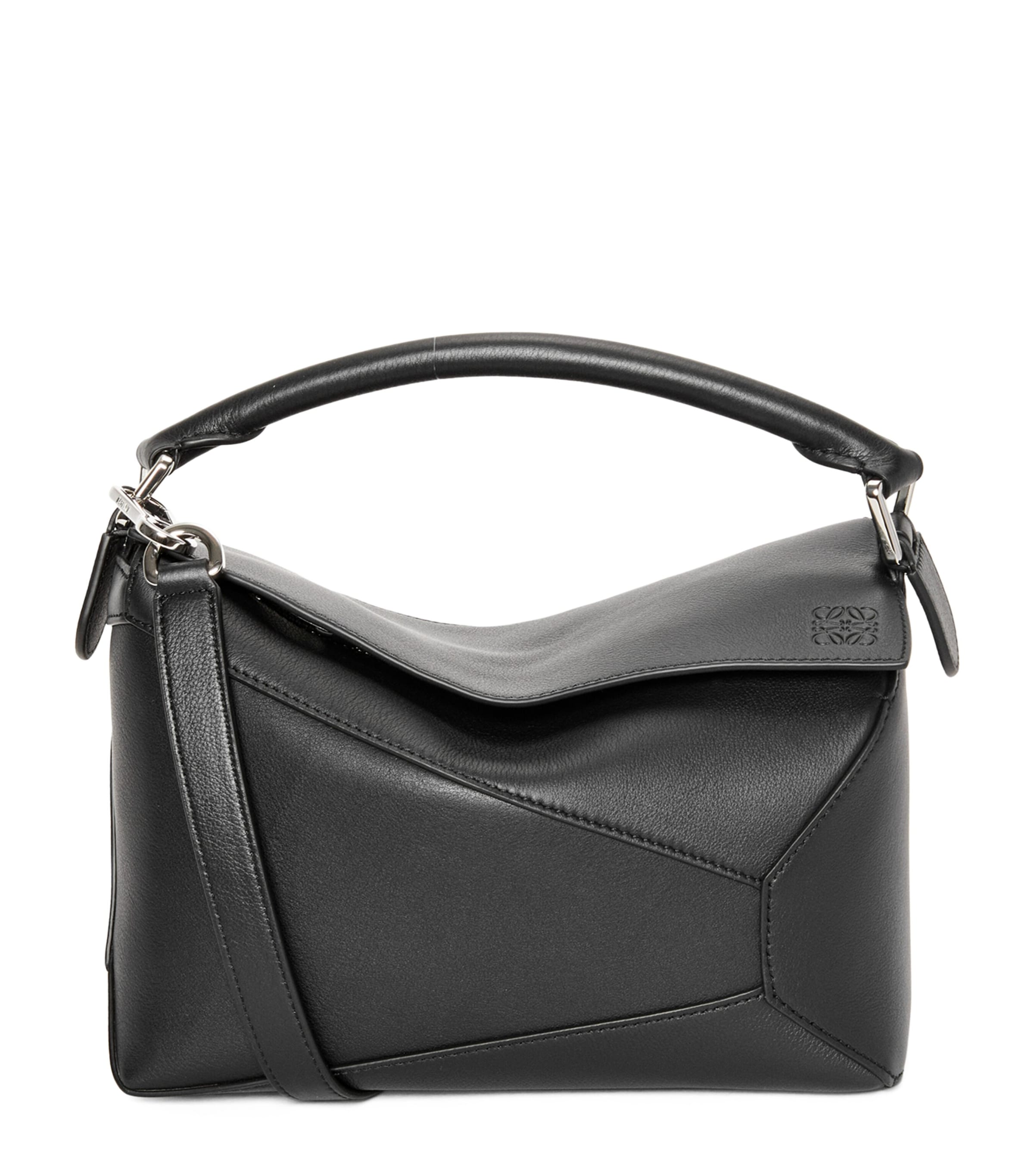 LOEWE Black Small Leather Puzzle Edge Top-Handle Bag