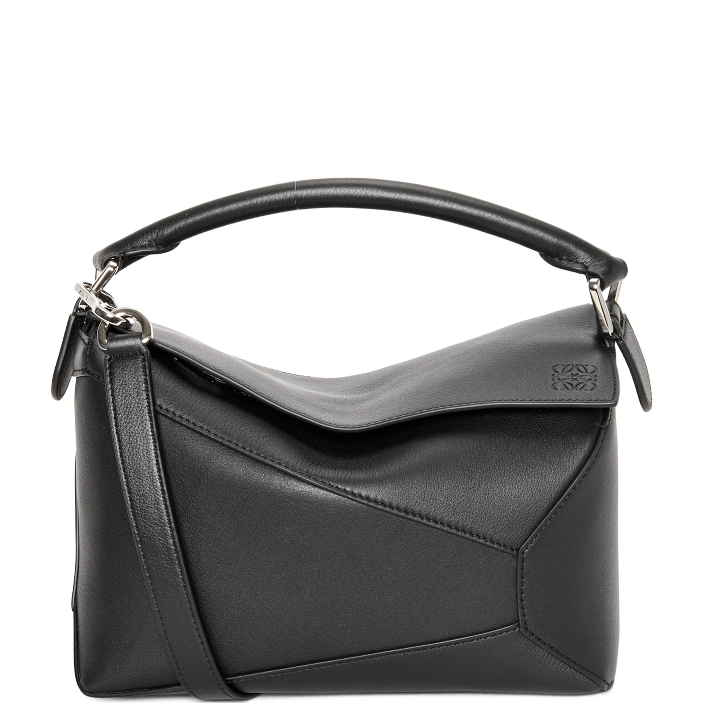 LOEWE Black Small Leather Puzzle Edge Top-Handle Bag