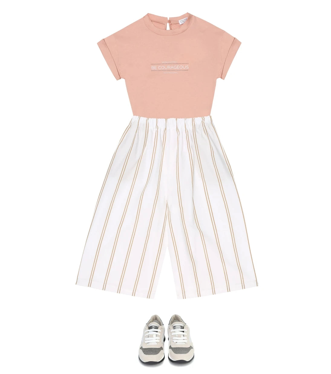 Brunello Cucinelli Kids - Striped cotton culottes