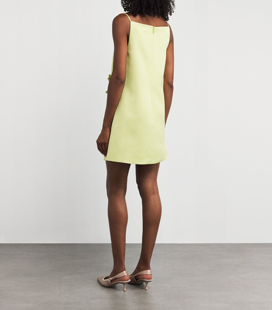 LEO LIN Green Satin Floral Leia Mini Dress