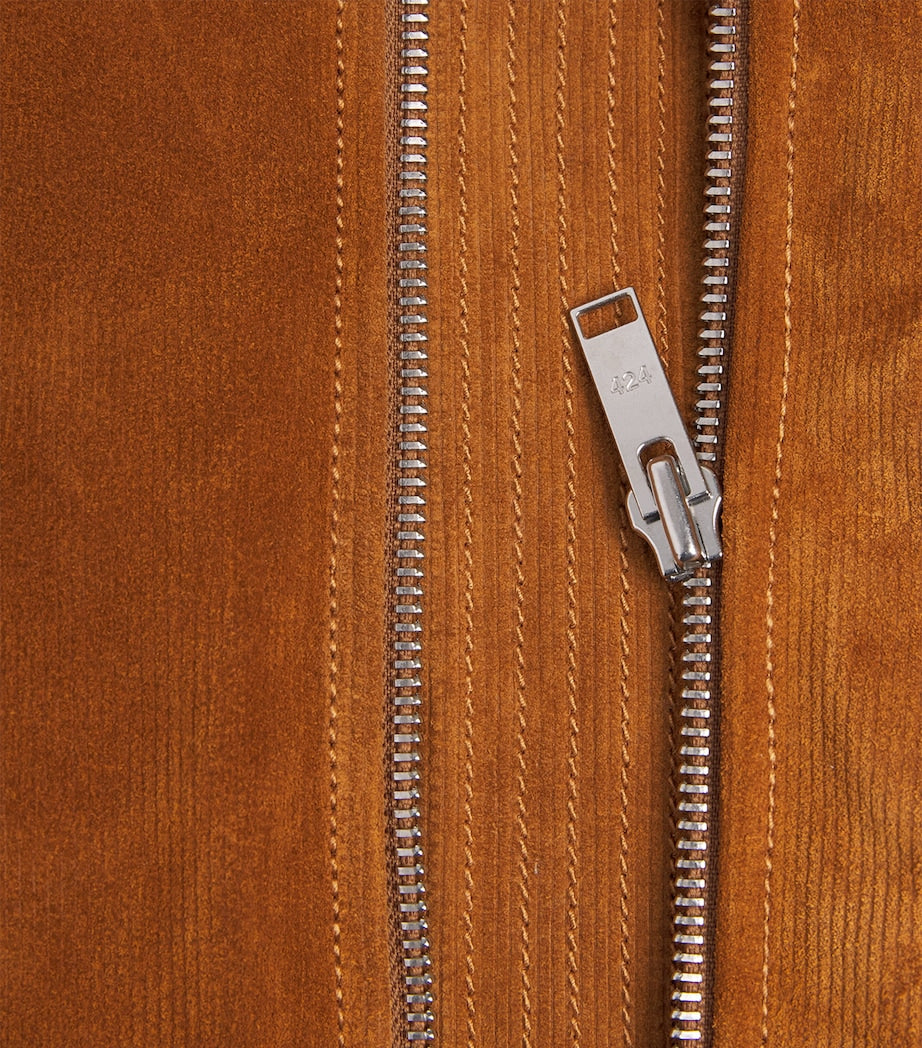 424 Beige Suede Military Bomber Jacket