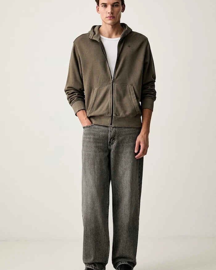 G-Star erkek pamuklu fermuarlı sweatshirt Unit washed full zip hdd